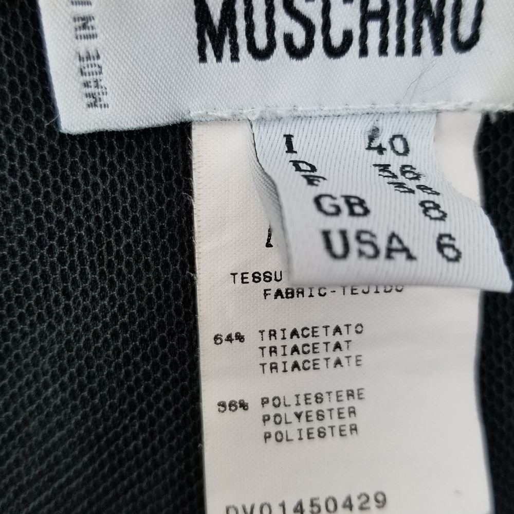 Vintage Moschino Couture Skirt Black Darted Mesh Trim Hem Pencil Womens Size 6 - Picture 12 of 13